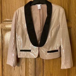 Candies Cropped Sequined Tuxedo Jacket